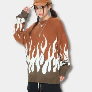 Sudadera Col Rond Flame de K-pop