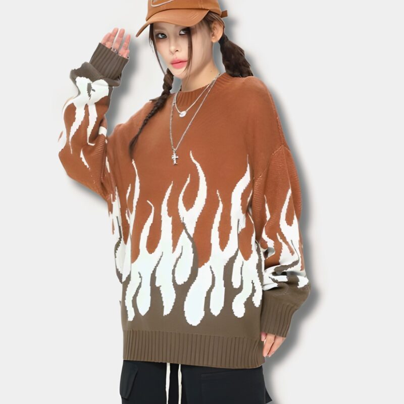 Sudadera Col Rond Flame de K-pop