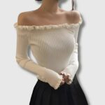 Suéter Nude de Hombros Caídos - K-Pop Premium (4)