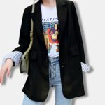 Chaqueta larga negra ulzzang | KPOP STORE