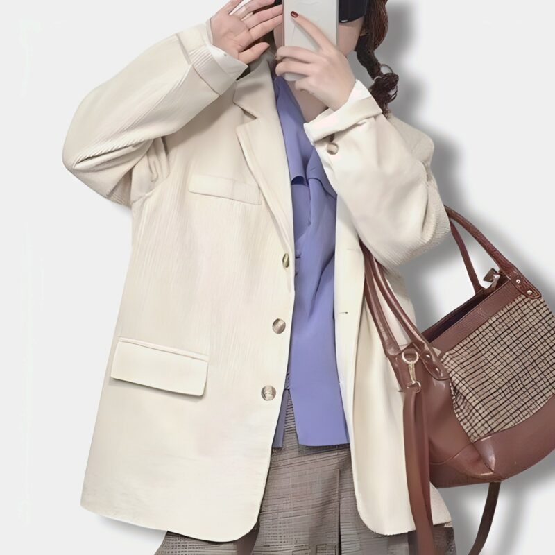 Blazer Velour Blanco - Moda K-Pop