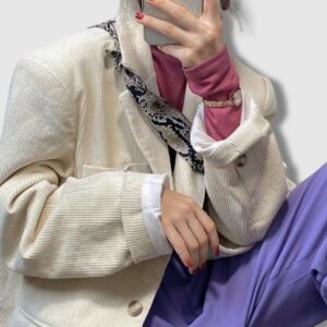 Blazer Velour Blanco - Moda K-Pop (2)