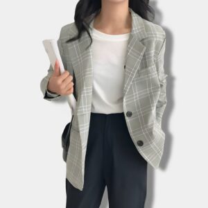 Chaqueta Retro con Cuadros - K-Pop Premium