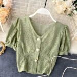 Blusa Coreana Court Bordada - K-Pop Premium