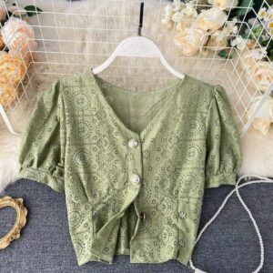 Blusa Coreana Court Bordada - K-Pop Premium (2)