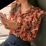 39158-0 Blusa Flowering Coreenne - Blusa Premium