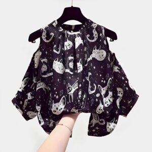 Blusa Coreana Cat - Moda K-Pop