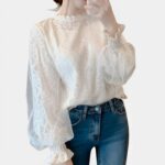 39363-0 Blusa Bordada Blanca Coreana - K-Pop Premium