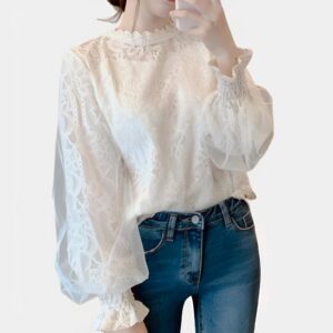 Blusa Bordada Blanca Coreana - K-Pop Premium