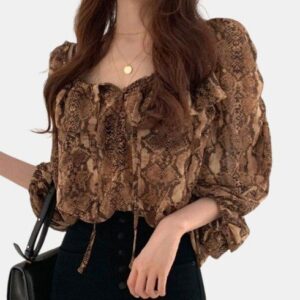 Blusa Sexy Marrón Coreana | KPOP STORE