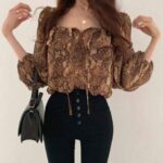Blusa Sexy Marrón Coreana | KPOP STORE (2)