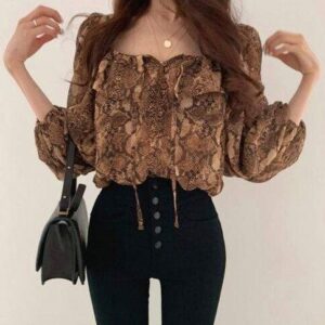 Blusa Sexy Marrón Coreana | KPOP STORE (2)