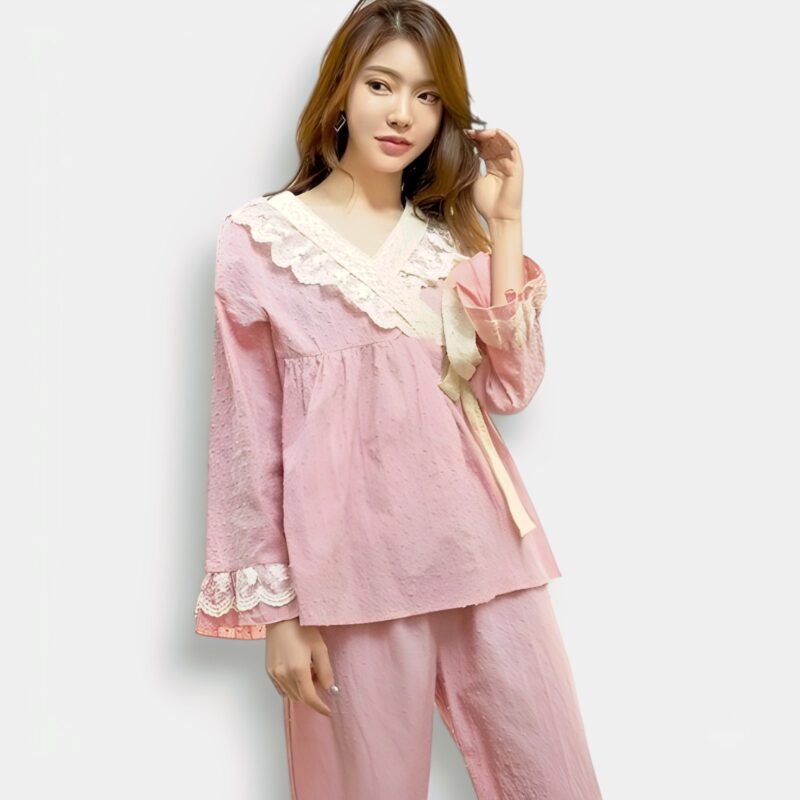 Pijama Coreano de Encaje para Mujeres