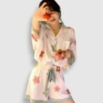 39789-1 Set Pijama Corto Floral K-pop (2)