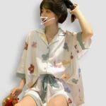 39789-2 Set Pijama Corto Floral K-pop (3)