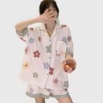 39789-3 Set Pijama Corto Floral K-pop (4)