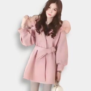 Abrigo Corto con Pieles - K-Pop