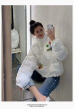 Abrigo de Terciopelo Floral de K-Pop (5)