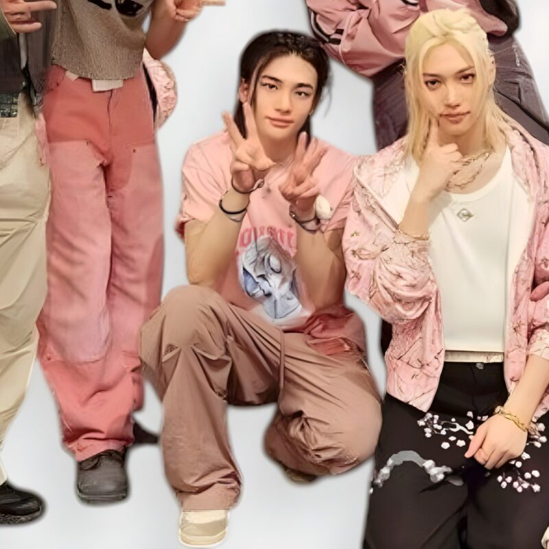 Pantalones Grandes Rosa Stray Kids