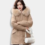 Parka Mujer con Cuello de Piel de K-Pop
