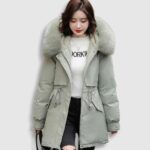 Parka Mujer con Cuello de Piel de K-Pop (2)