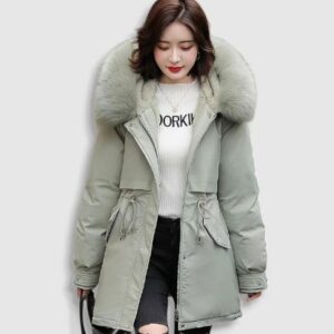 Parka Mujer con Cuello de Piel de K-Pop (2)