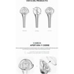 lightstick-oficial-ateez-ver-3-2 Lightstick con cabezal esférico transparente y mango plateado, ATEEZ, vista 1