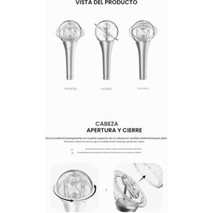 Lightstick con cabezal esférico transparente y mango plateado, ATEEZ, vista 1
