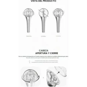 Lightstick con cabezal esférico transparente y mango plateado, ATEEZ, vista 1