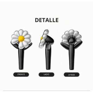 Lightstick en forma de margarita blanca con mango negro, G-DRAGON, vista 1