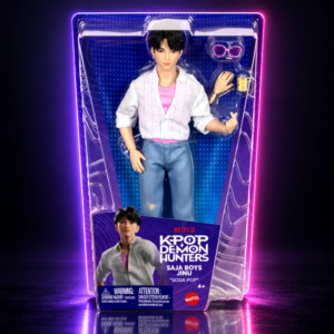 Muñeca Jinu de Saja Boys en su caja Mattel, KPop Demon Hunters