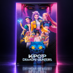 Póster grupal de HUNTR/X, Saja Boys y Derpy, KPop Demon Hunters