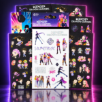 Pack de planchas de pegatinas de HUNTR/X y Saja Boys, KPop Demon Hunters