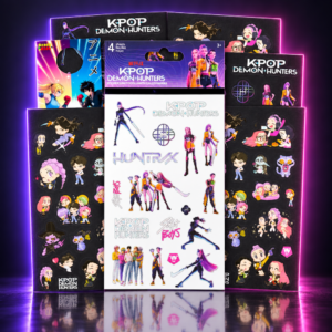 Pack de planchas de pegatinas de HUNTR/X y Saja Boys, KPop Demon Hunters
