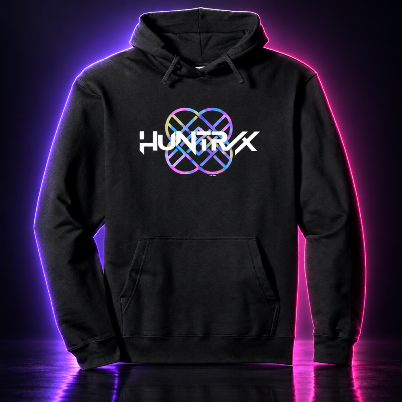 Sudadera negra con capucha y logo de HUNTR/X, KPop Demon Hunters