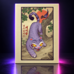 Póster ilustrado de Derpy Tiger en estilo tradicional coreano, KPop Demon Hunters
