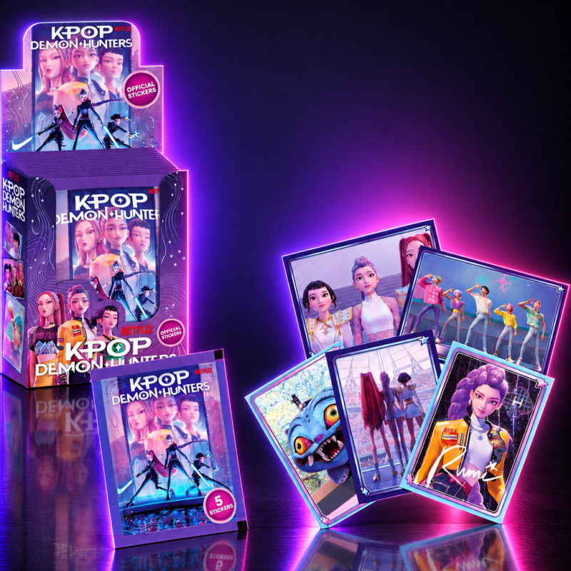Caja de 40 sobres de cromos de KPop Demon Hunters de Bizak con cromos sueltos