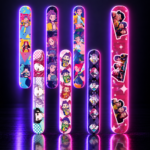 Pulseras snap de PVC con personajes de KPop Demon Hunters en varios colores