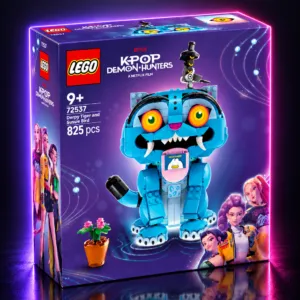 Caja del set LEGO 72537 Derpy Tiger y Sussie Bird de KPop Demon Hunters, 825 piezas