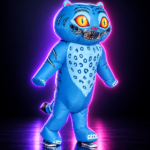 Disfraz hinchable infantil de Derpy Tiger azul, KPop Demon Hunters