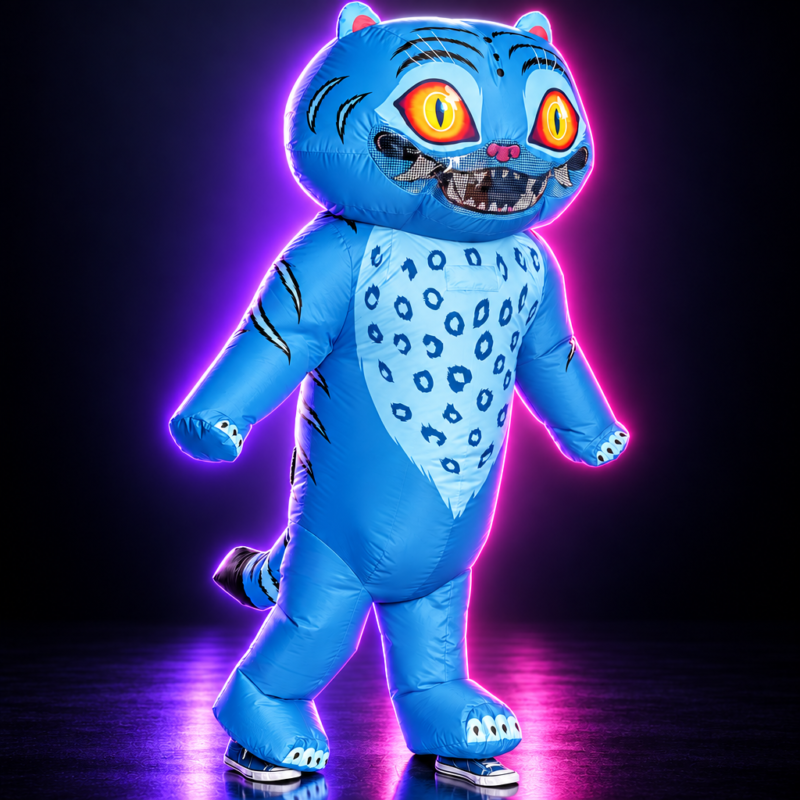 Disfraz hinchable infantil de Derpy Tiger azul, KPop Demon Hunters
