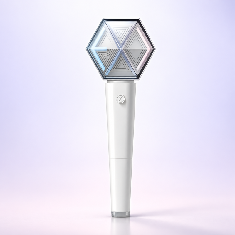 Lightstick blanco con cabezal hexagonal y emblema de exo, EXO