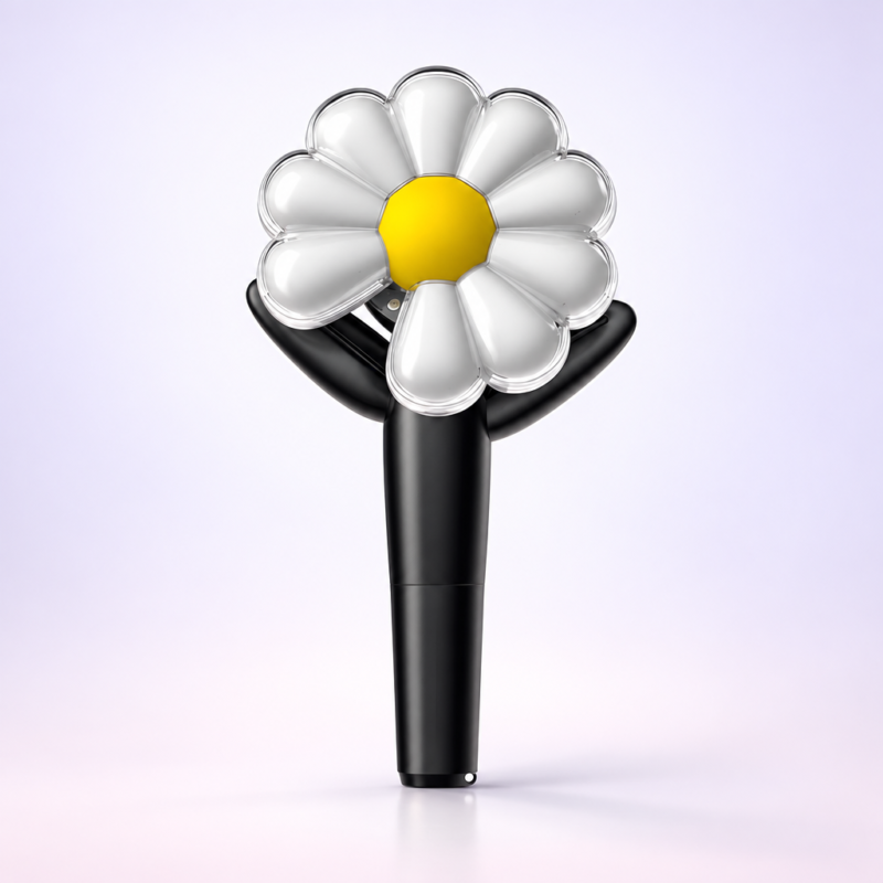 Lightstick en forma de margarita blanca con mango negro, G-DRAGON