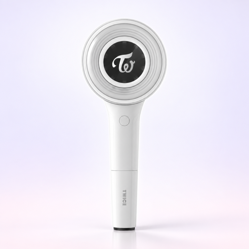 Lightstick candybong blanco con cabezal redondo y logo de twice, TWICE