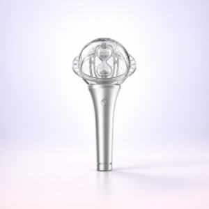 Lightstick con cabezal esférico transparente y mango plateado, ATEEZ