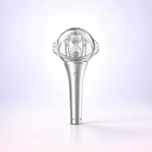 Lightstick con cabezal esférico transparente y mango plateado, ATEEZ